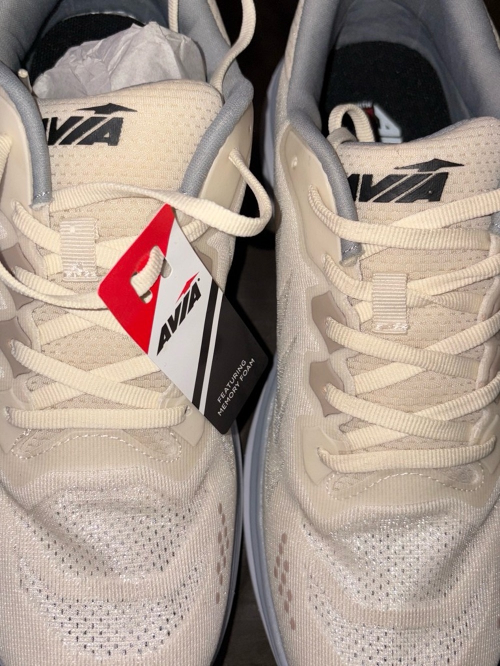 Avia Cream Lace-Up Athletic Sneakers